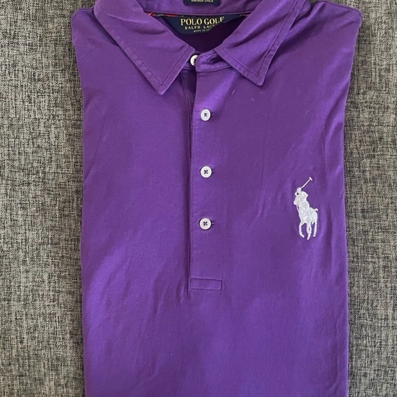 Ralph Lauren Polo Golf Vintage Lisle Short Sleeve Shirt Mens XL Purple - Picture 11 of 11